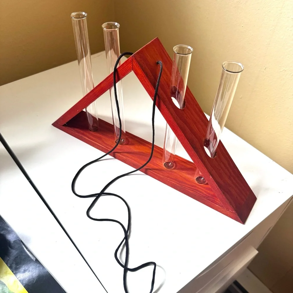 Plant Propagation Stand, Wood Window Hanging Triangle with Test tubes, handmade